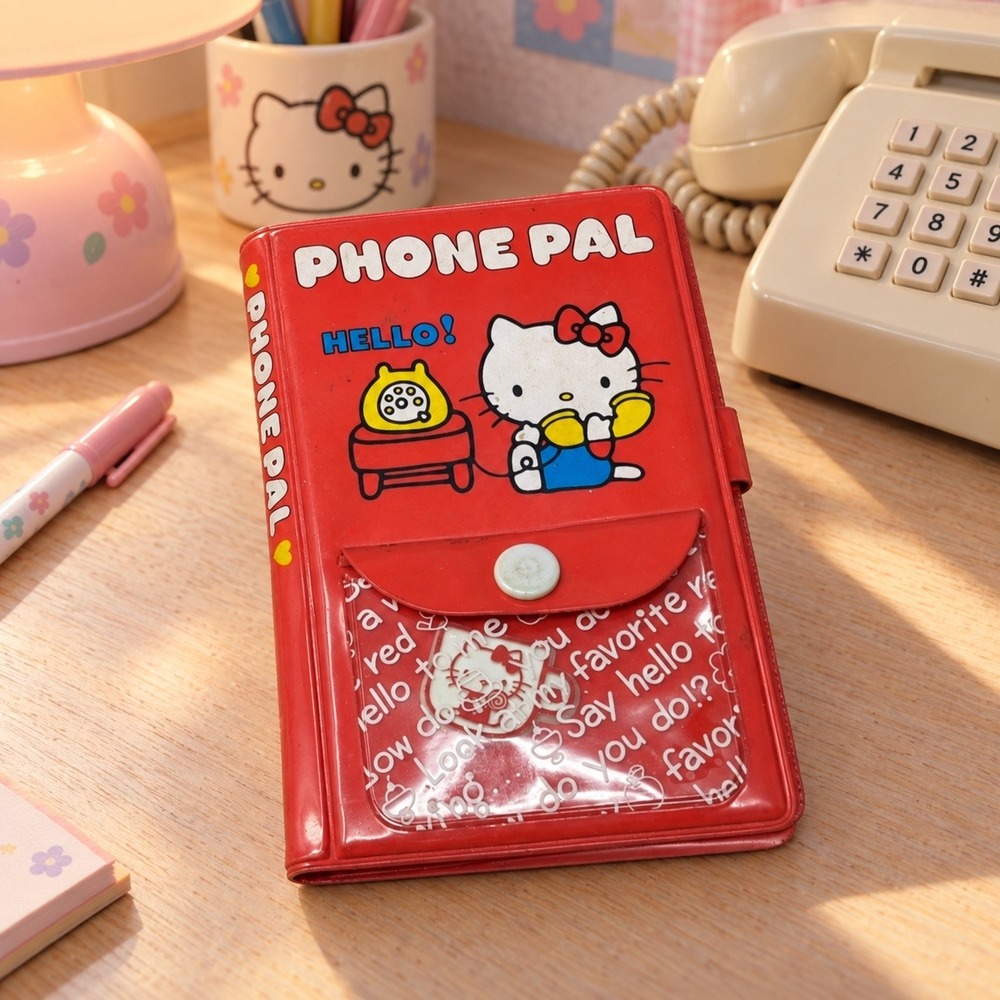 Vintage 1976 Sanrio Hello Kitty Phone Pal Address Book Red Vinyl Organizer